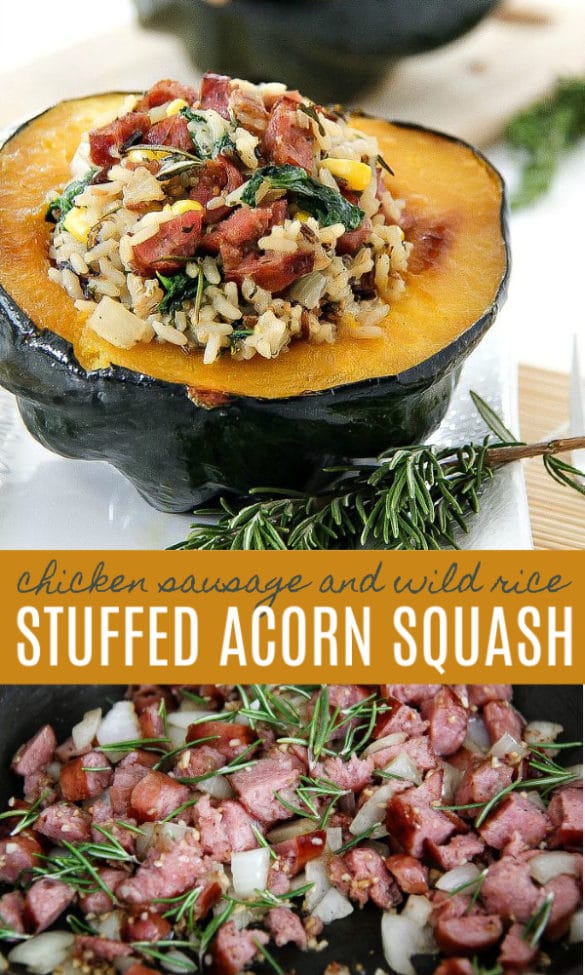 Chicken Sausage and Wild Rice Stuffed Acorn Squash | Tonya Staab