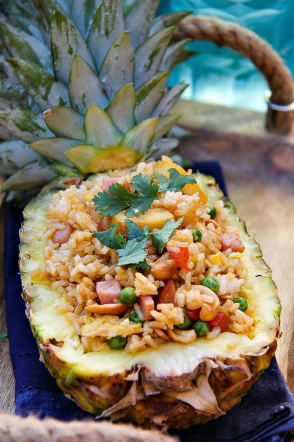 Pineapple Fried Rice Recipe in a Fresh Pineapple | Tonya Staab