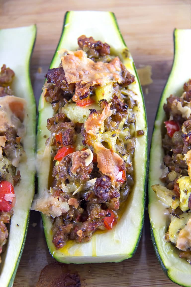 Easy Recipe For Zucchini Boats With Sausage Tonya Staab   Stuffed Zucchini Boats With Sausage 768x1152 