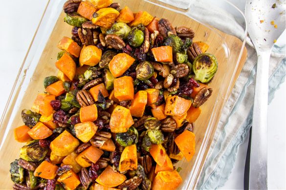 Roasted Sweet Potato Recipe With Brussels Sprouts | Tonya Staab