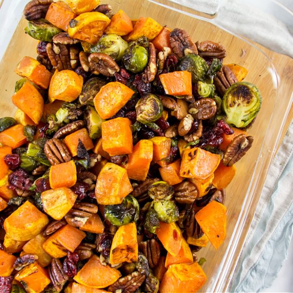 Roasted Sweet Potato Recipe With Brussels Sprouts | Tonya Staab